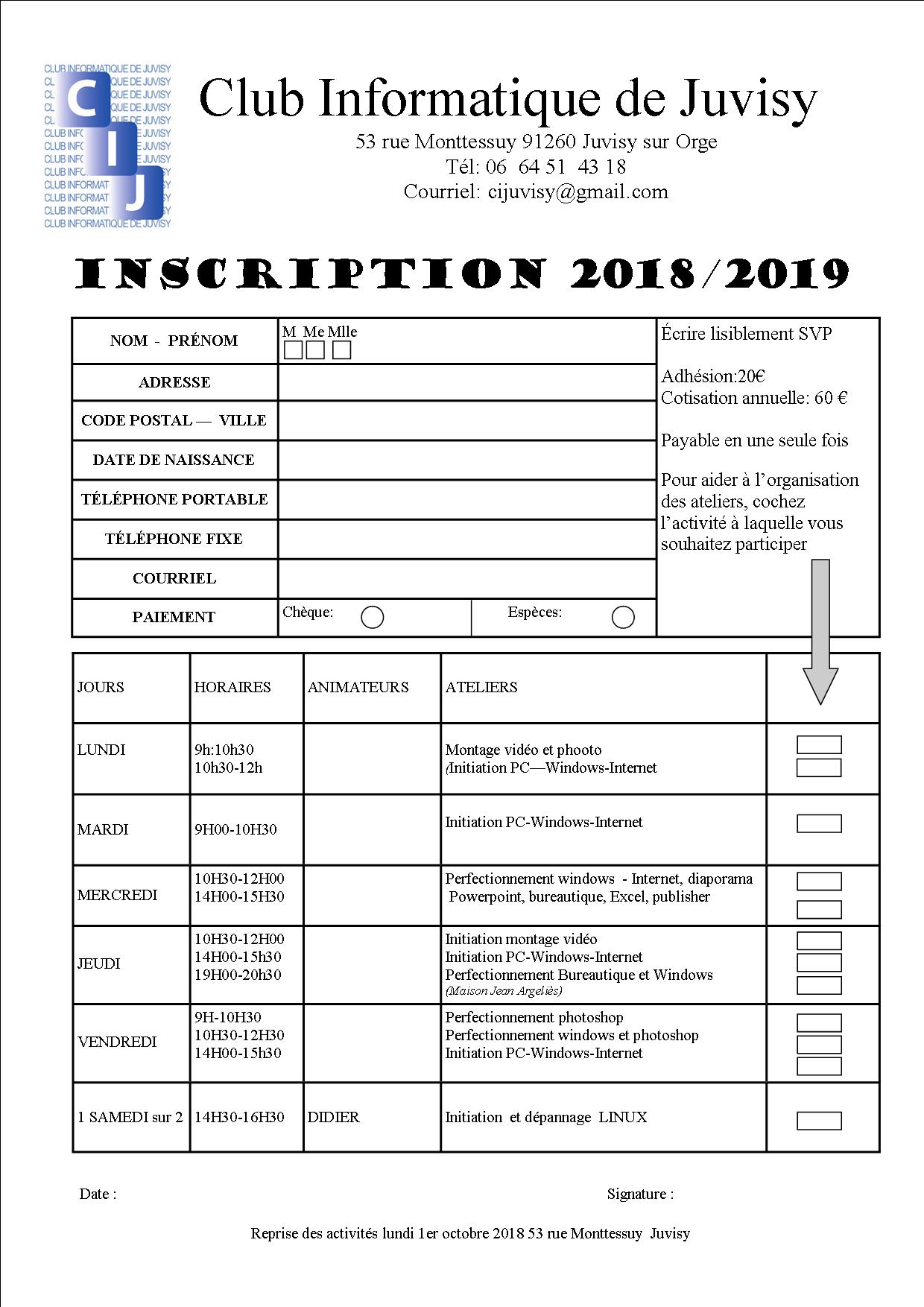 Bulletin D'inscription